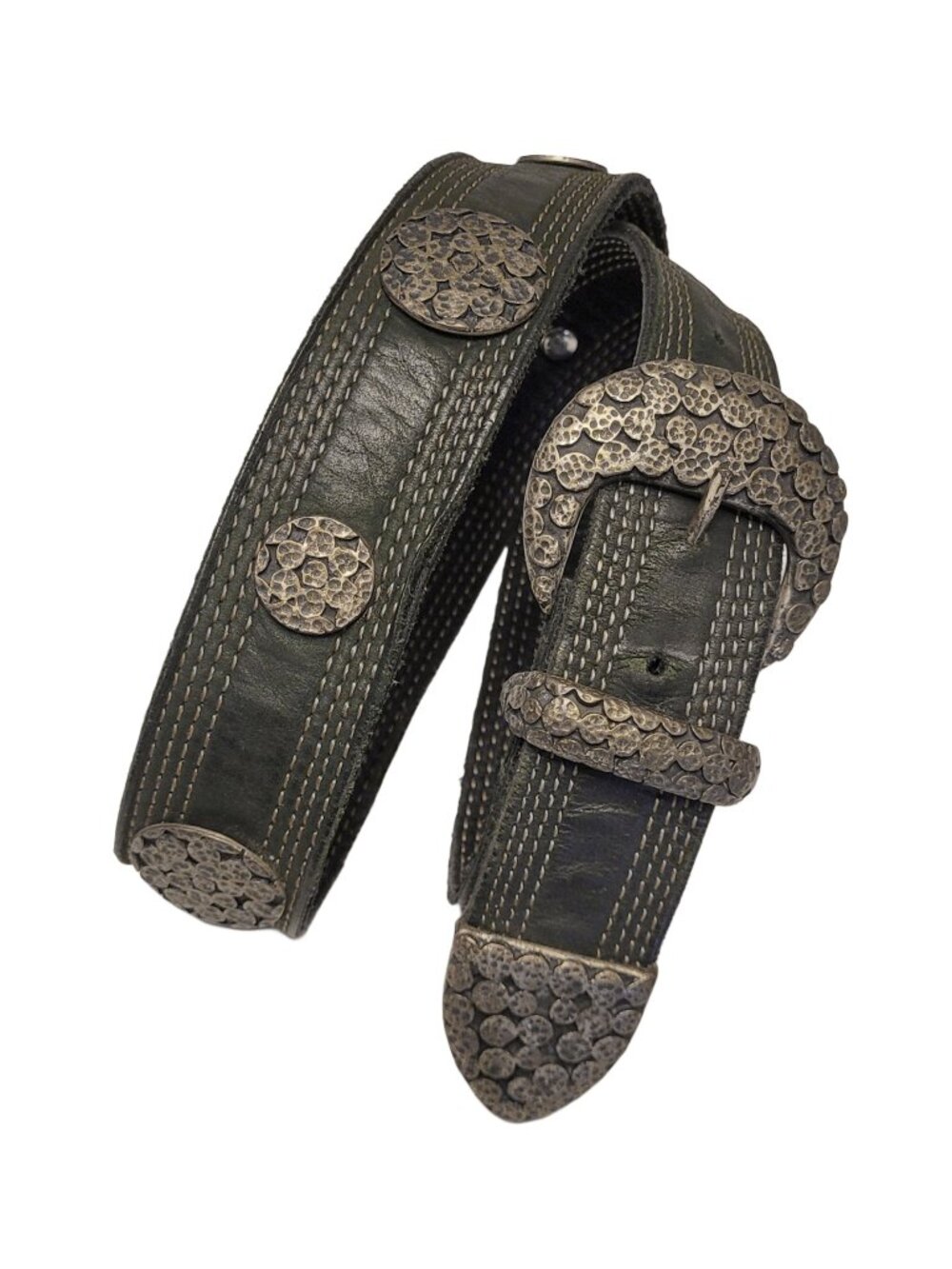 Sand Castle USA Vintage Leather Metal Belt